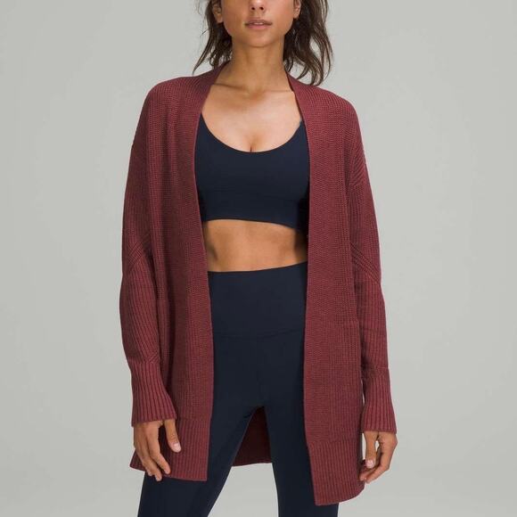 LULULEMON Cashlu Sweater Wrap Heathered Mulled Wine - Picture 1 of 12